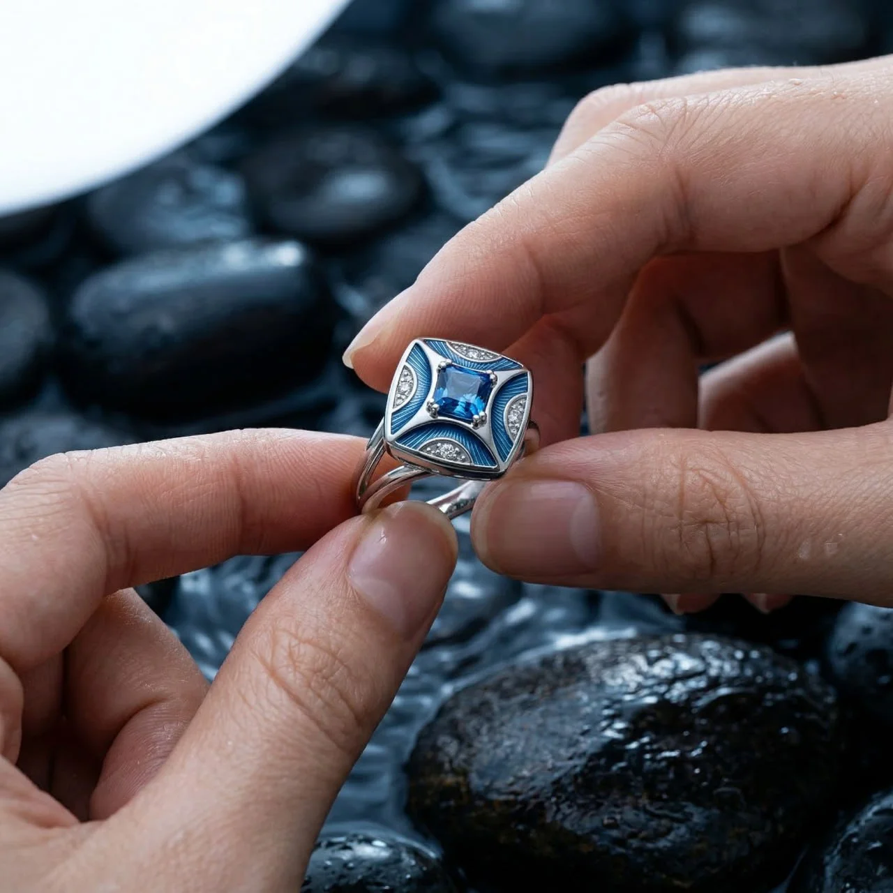 Кольцо "Эдмон" с синим сапфиром